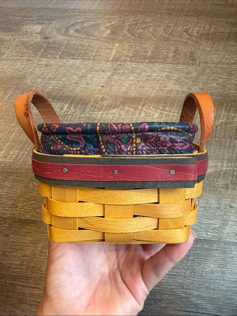 Longaberger Handwoven Strawberry Basket Paisley Fabric & Protector ‘99
